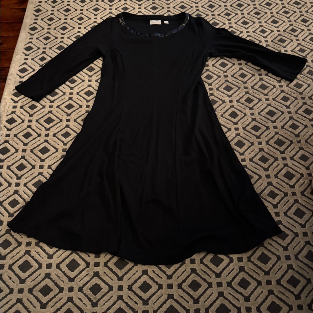 New York & Company Black Top with faux leather Trim